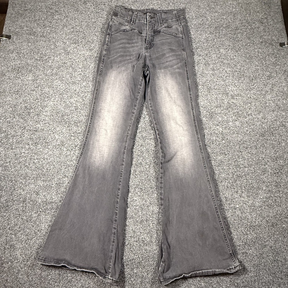Kancan Jeans Womens 26 Black Marcy High Rise Flare Stretch